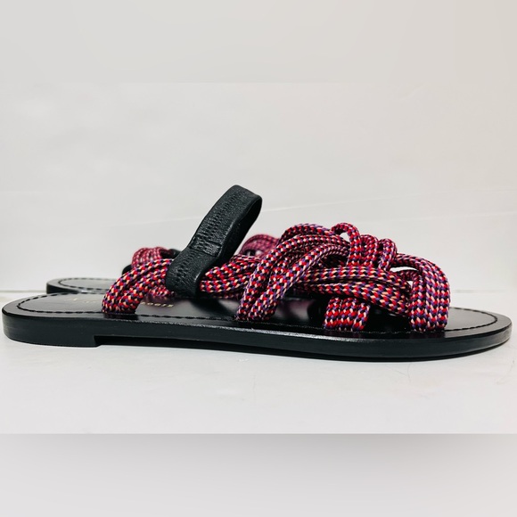 Anthropologie Gladiator Rope Flats Sandals Multi Red Suede Boho Tassels US 6 /36 - Picture 2 of 7